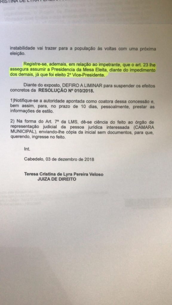 Cabedelo: Justiça autoriza que Vitor Hugo assuma presidência da Câmara e permaneça como prefeito