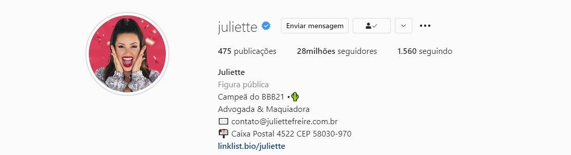 Criado há 1 semana, fã clube oficial de Juliette ganha 226 mil seguidores  no Instagram - Vogue